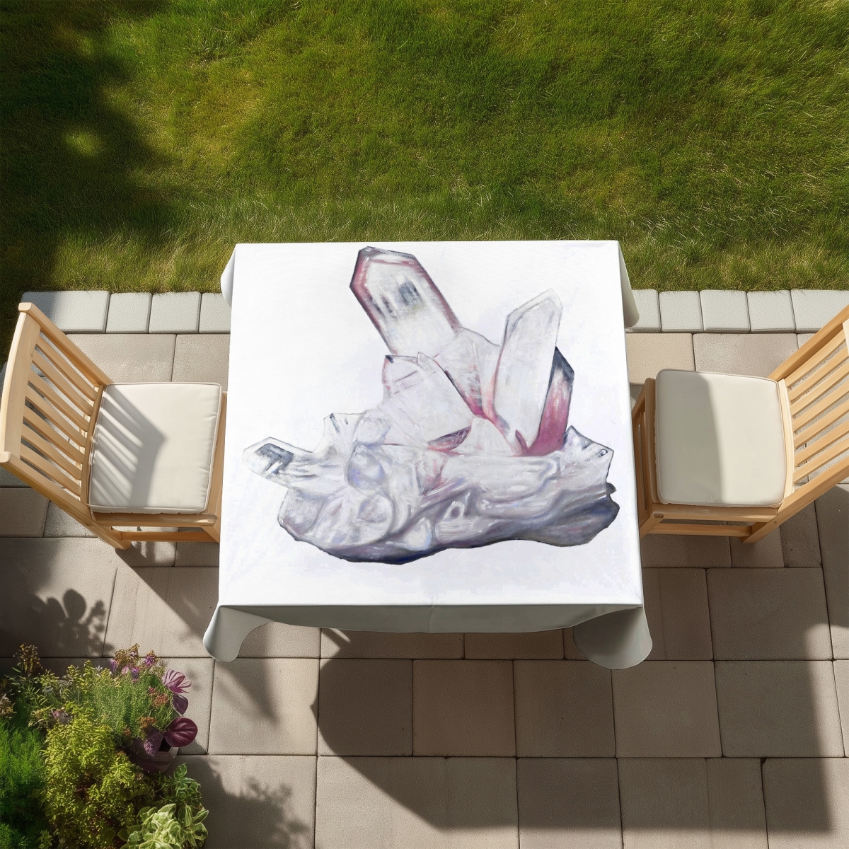 Picture of Begin Home Decor C1TC5858JEVEFS 58 x 58 in. Modern Minerals Clear Quartz Crystal Tablecloth - Home Decor