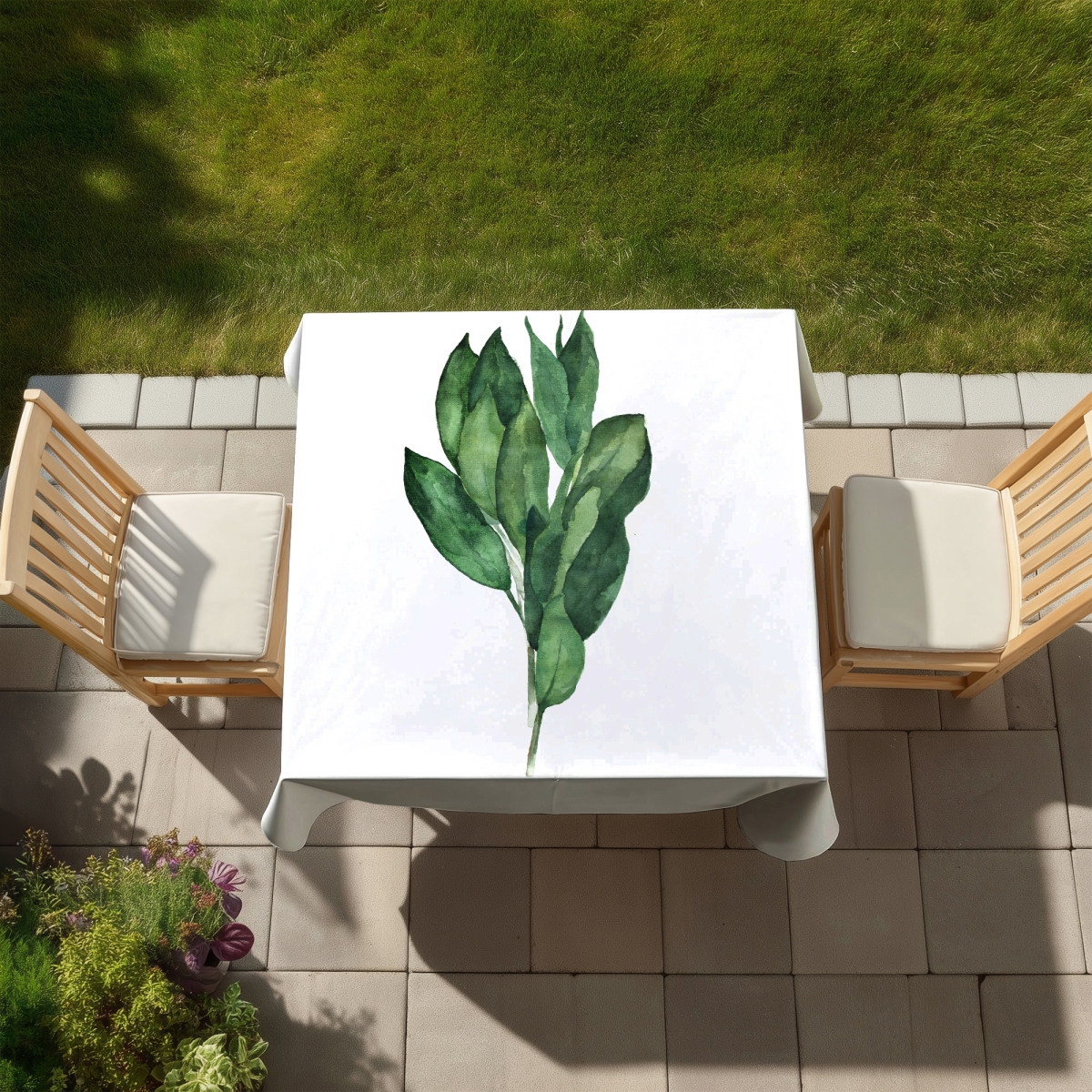 Picture of Begin Home Decor C1TC585834SK5H 58 x 58 in. Bay Leaves Bundle Tablecloth - Minimalist Indoor & Outdoor Decor