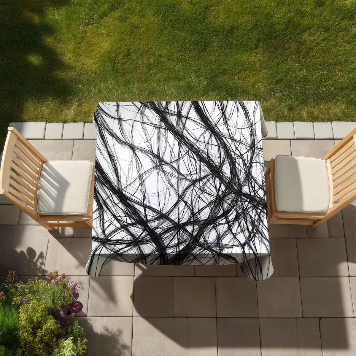 Picture of Begin Home Decor C1TC5858ITB1DX 58 x 58 in. Connection Minimalist Man Cave Tablecloth - Indoor & Outdoor Decor