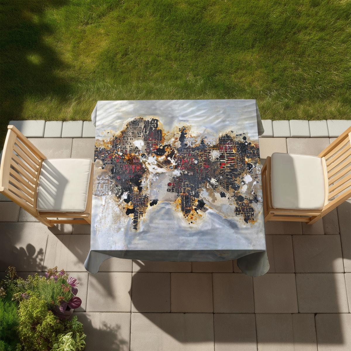 Picture of Begin Home Decor C1TC5858KSSH2A 58 x 58 in. Modern Brown World Map Tablecloth - Indoor & Outdoor Home Decor