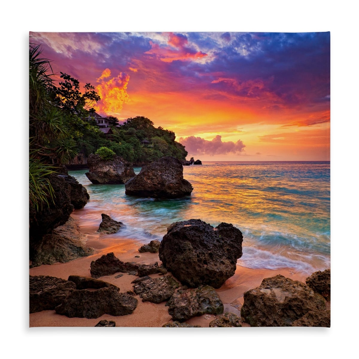 Picture of Begin Home Decor C1TC5858YXKZ0W 58 x 58 in. Rainbow Island Tablecloth - Indoor & Outdoor Home Decor
