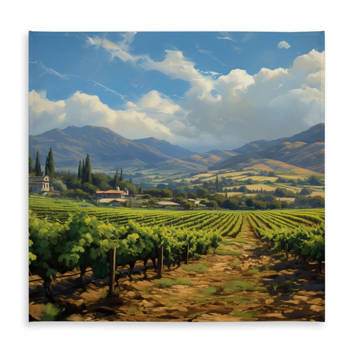 Picture of Begin Home Decor C1TC5858ZFUYFT 58 x 58 in. Exotic Farm Blue Landscapes Tablecloth - Indoor & Outdoor Decor