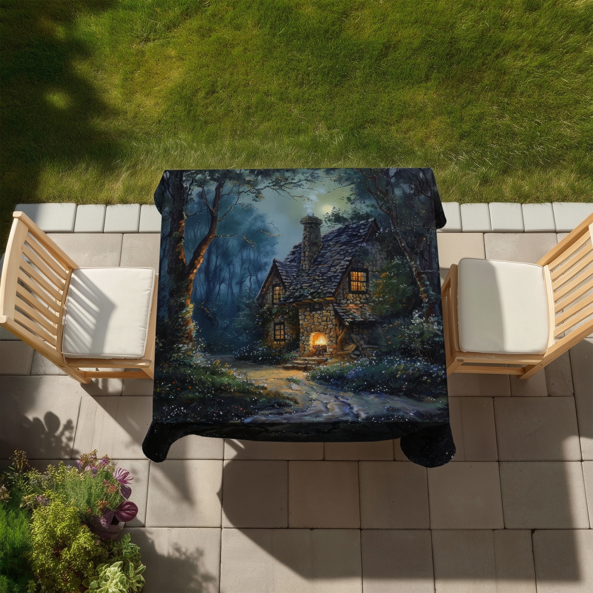 Picture of Begin Home Decor C1TC5858AXNLK2 58 x 58 in. Hidden Shack Indoor & Outdoor Tablecloth - Home Decor Essential
