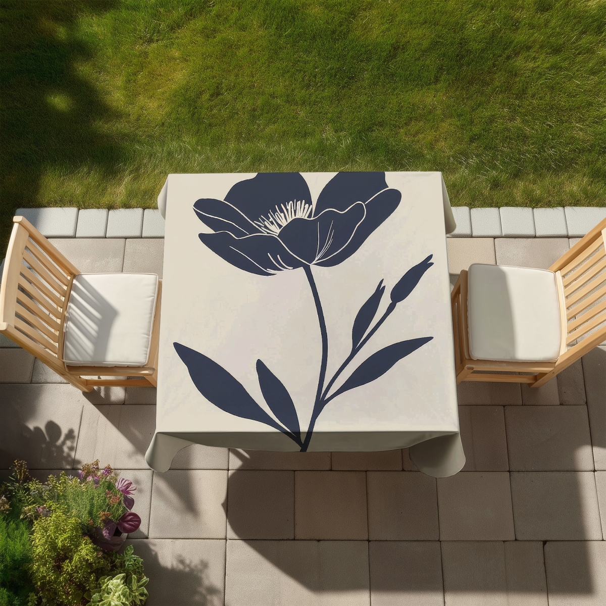 Picture of Begin Home Decor C1TC5858S3491O 58 x 58 in. The Flower Indoor & Outdoor Tablecloth - Elegant Home Decor