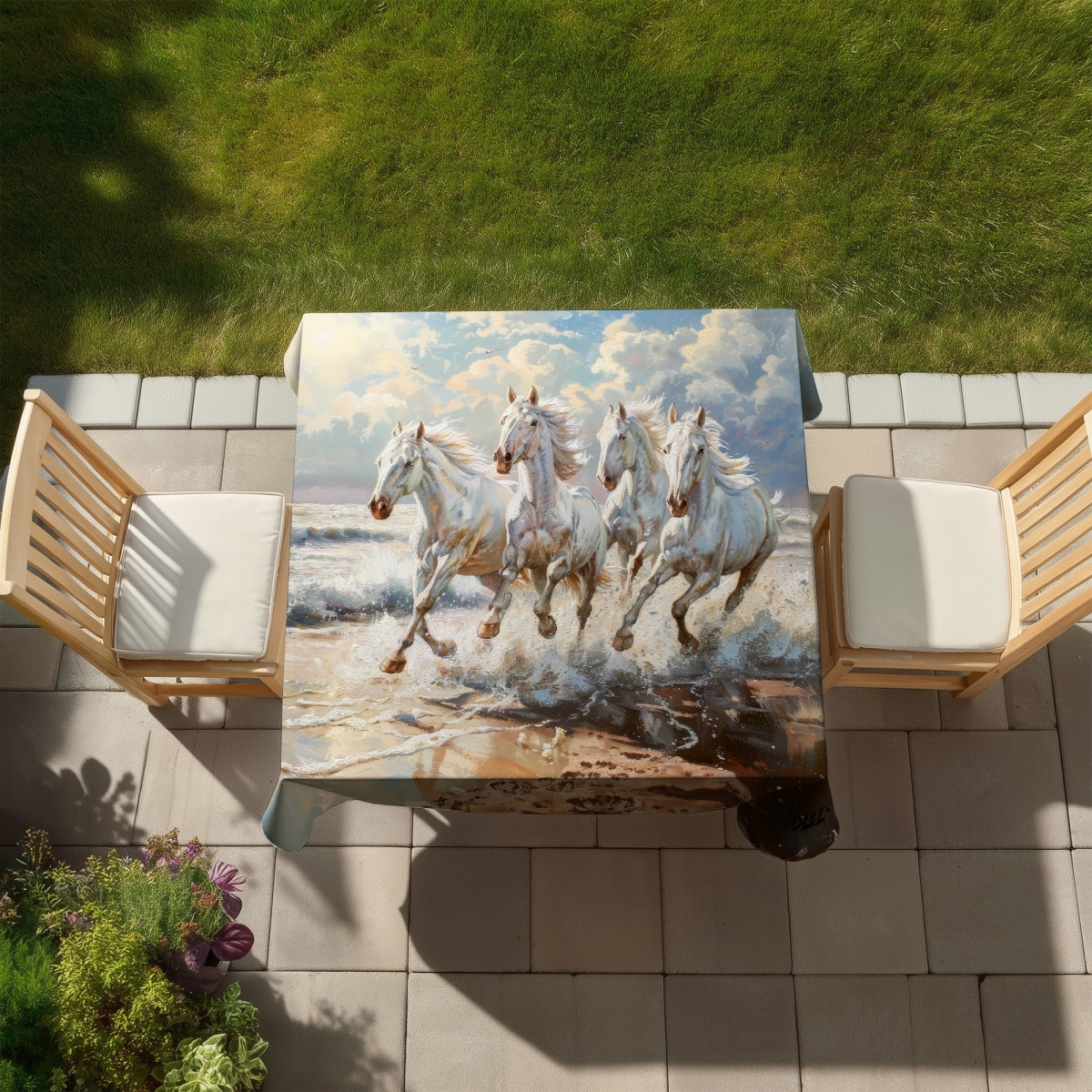 Picture of Begin Home Decor C1TC585889S15N 58 x 58 in. Splash Indoor & Outdoor Tablecloth - Home Decor Essential