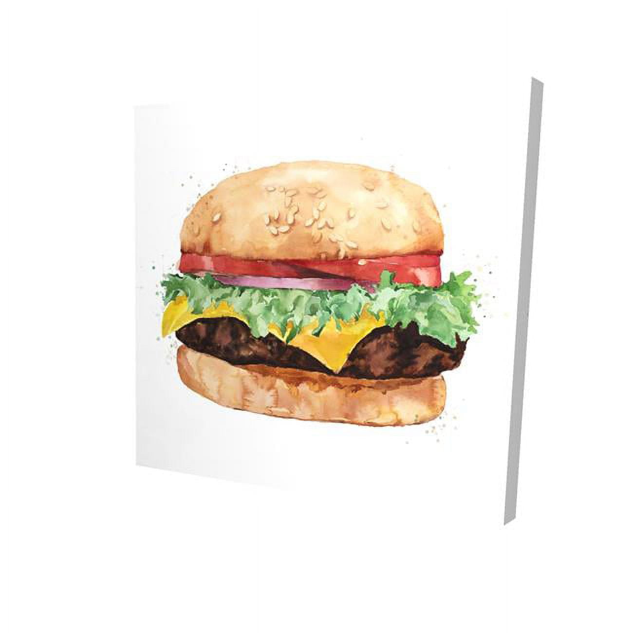 12 x 12 in. Watercolor All Dressed Cheeseburger-Print on Canvas