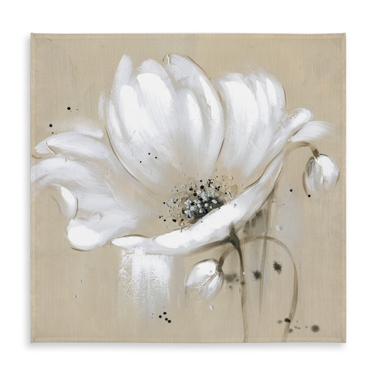 Picture of Begin Home Decor C1TC5858DSIPJP 58 x 58 in. Contemporary White Wild Flower Tablecloth - Indoor & Outdoor Decor