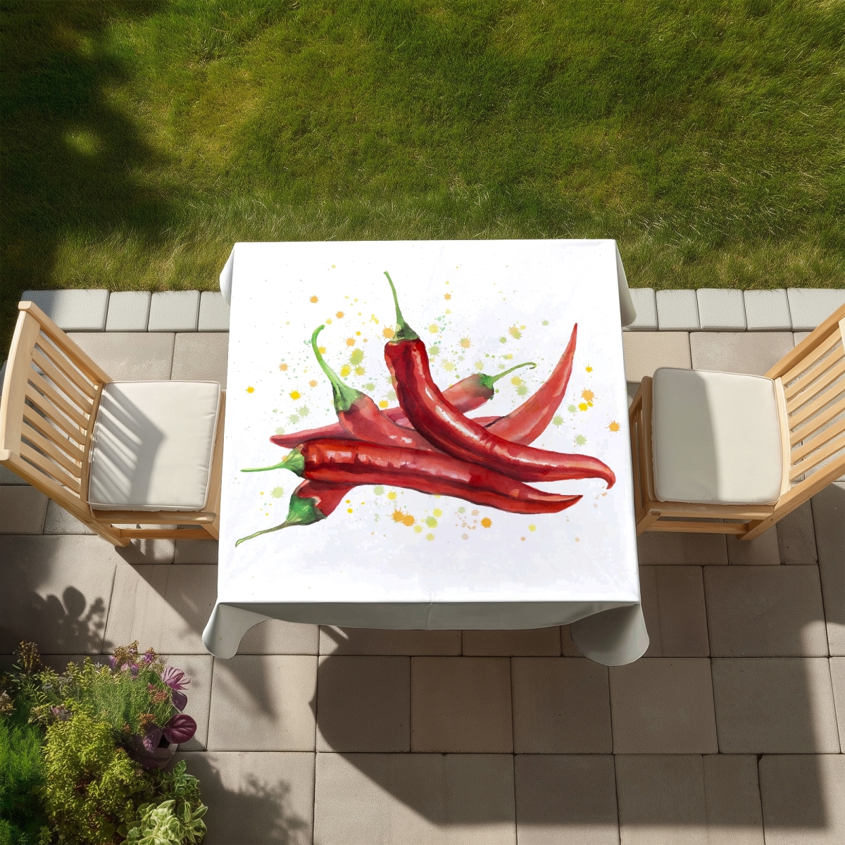 Picture of Begin Home Decor C1TC58584TPS9F 58 x 58 in. Red Hot Peppers Tablecloth - Indoor Outdoor Home Decor
