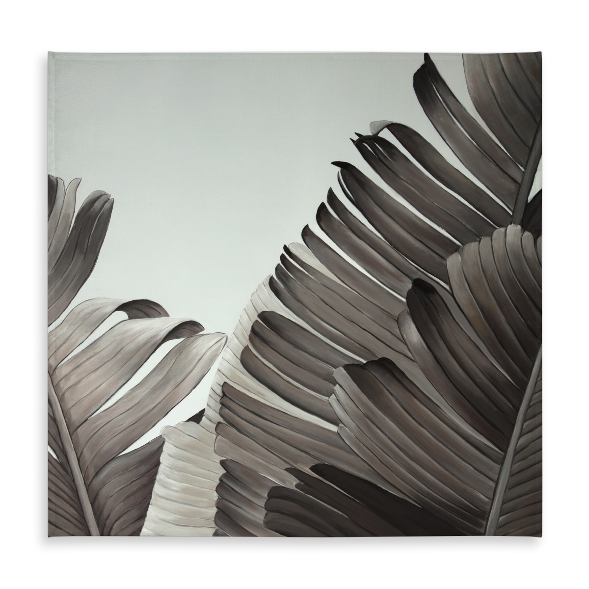 Picture of Begin Home Decor C1TC585872XNQF 58 x 58 in. Grayscale Tropical Leaves Tablecloth - Floral Botanical Decor