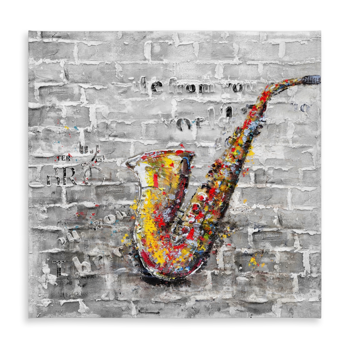 Picture of Begin Home Decor C1TC5858RD7RED 58 x 58 in. Instrument Gray Saxophone Graffiti Tablecloth - Indoor & Outdoor