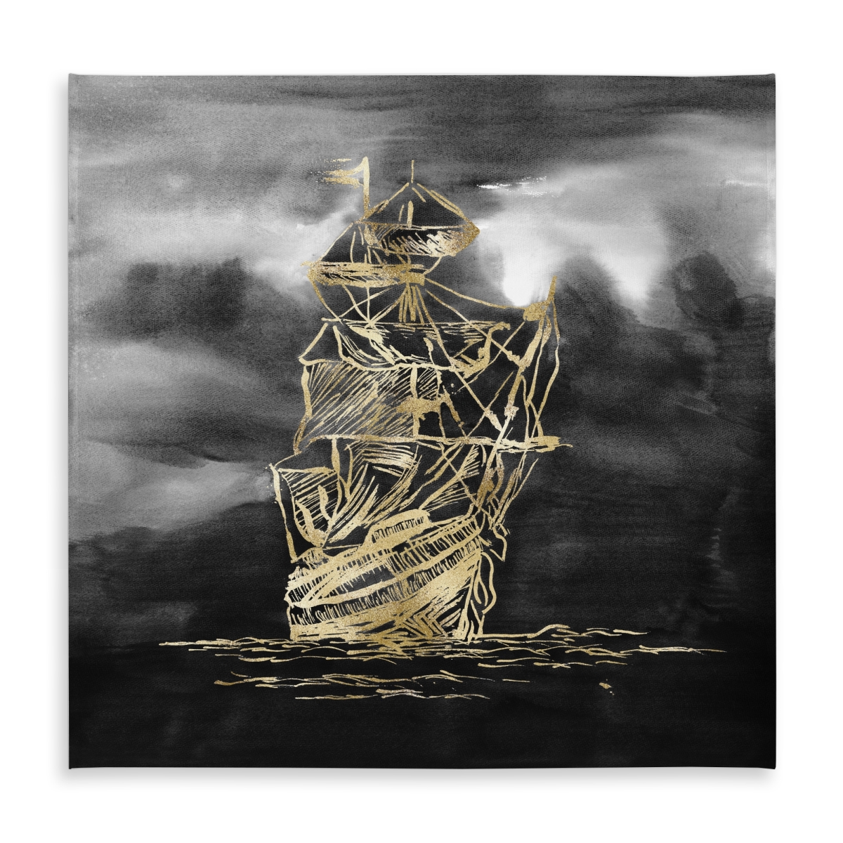 Picture of Begin Home Decor C1TC585841D3YC 58 x 58 in. Sailing Little Ship Tablecloth - Boat Illustration Home Decor
