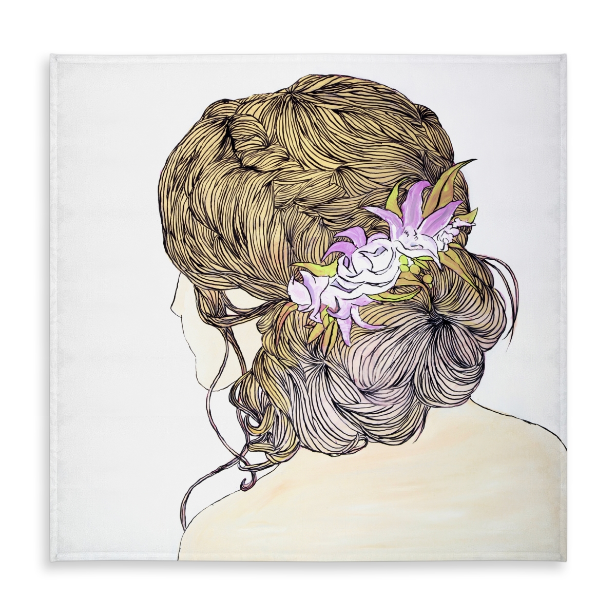 Picture of Begin Home Decor C1TC5858AQBH5B 58 x 58 in. Flowers Tablecloth - Blond Woman with Flowers - Indoor & Outdoor