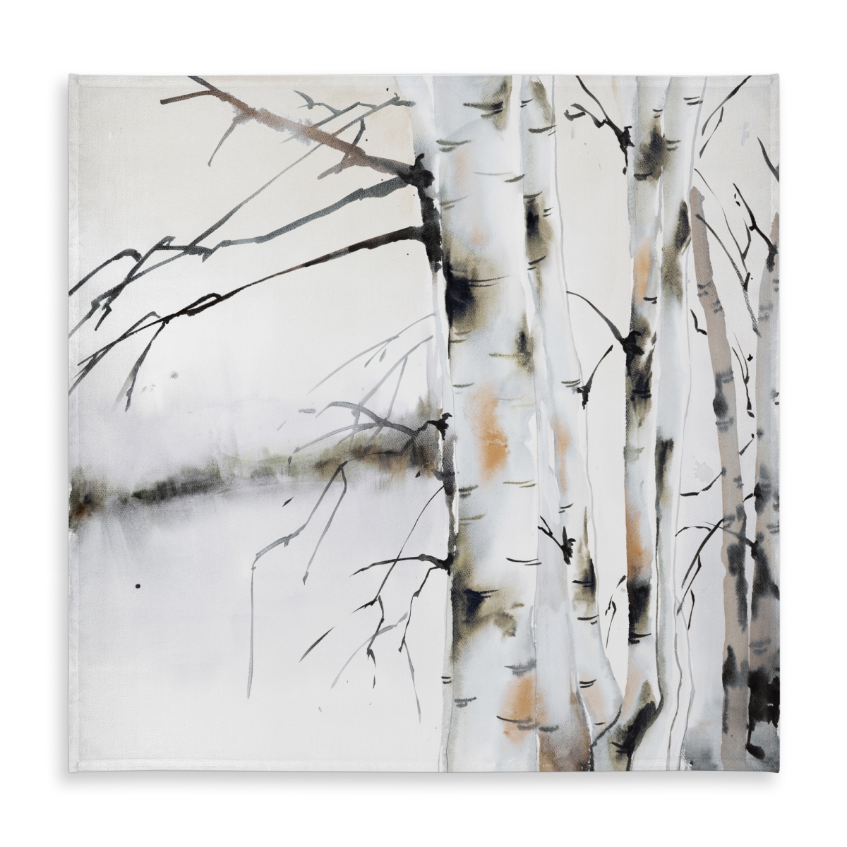 Picture of Begin Home Decor C1TC5858IG92F7 58 x 58 in. Winter Birches Tablecloth - Minimalist Trees Decor - Indoor & Outdoor