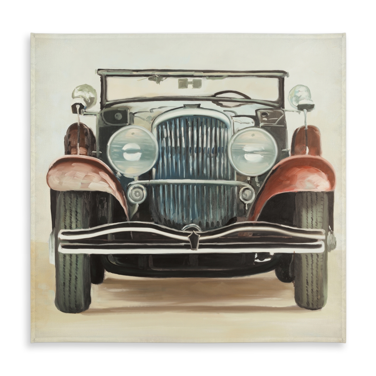 Picture of Begin Home Decor C1TC5858MX12DI 58 x 58 in. Brown Car Vintage Tablecloth - 1920s Luxury Home Decor