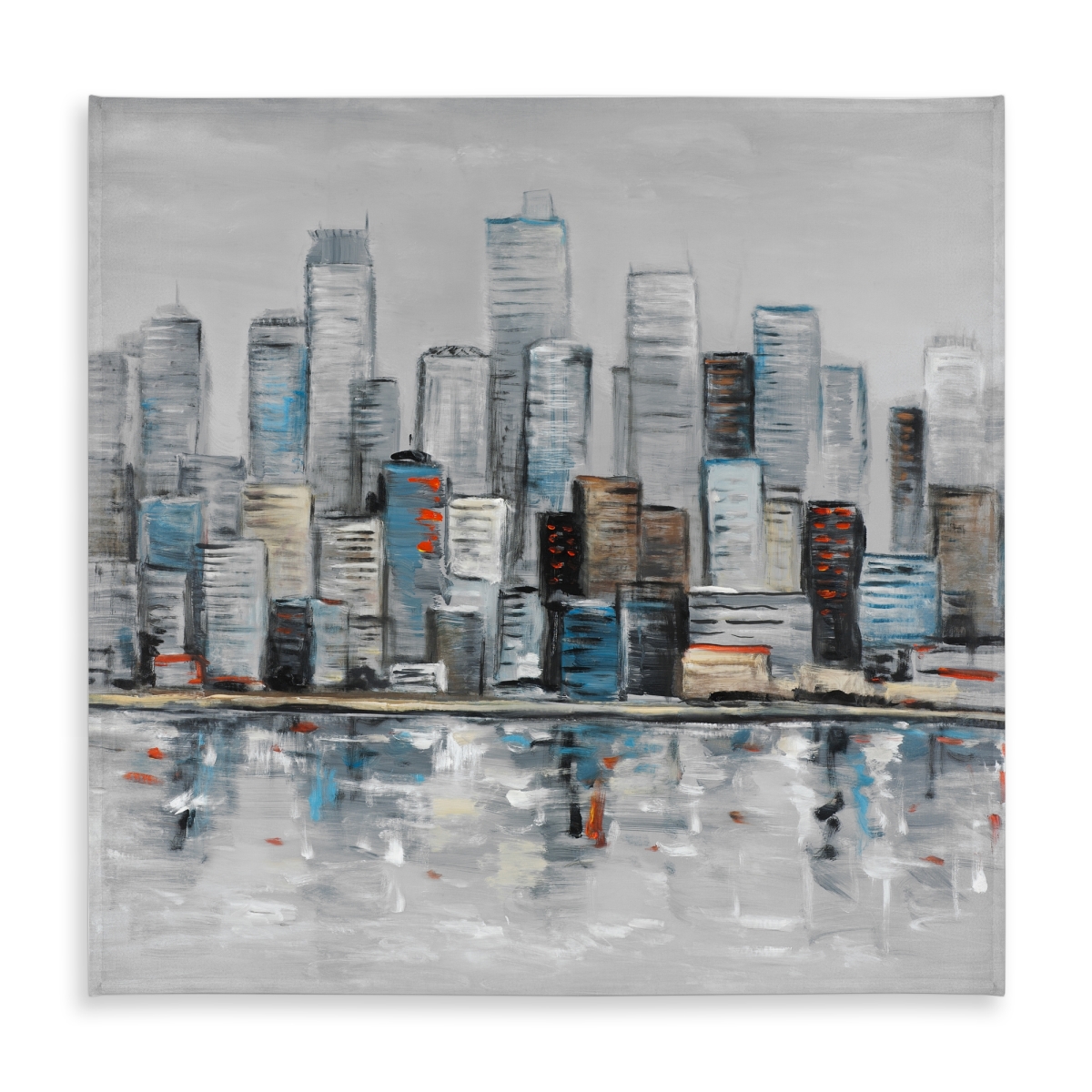 Picture of Begin Home Decor C1TC5858NGTO65 58 x 58 in. Abstract Urban Skyline Tablecloth - Indoor & Outdoor Home Decor