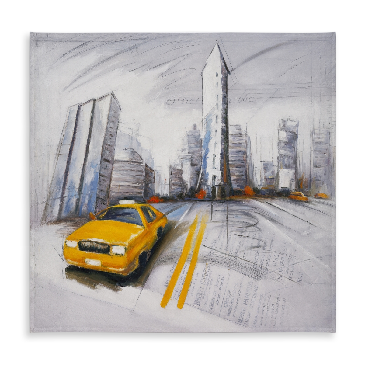 Picture of Begin Home Decor C1TC5858XVPK75 58 x 58 in. Yellow Taxi City Sketch Tablecloth - Indoor & Outdoor Home Decor