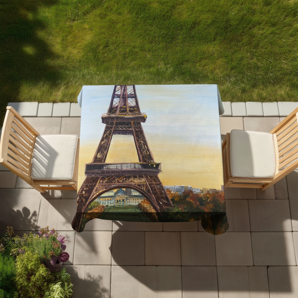 Picture of Begin Home Decor C1TC585878O9SH 58 x 58 in. Eiffel Tower Tablecloth - Indoor & Outdoor Home Decor - Blue