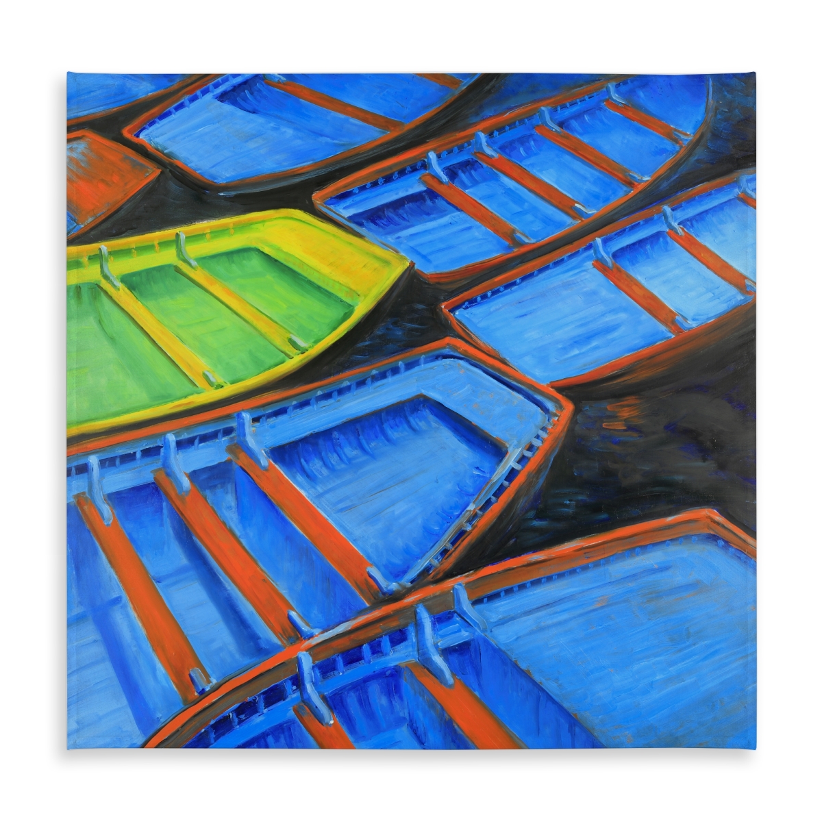Picture of Begin Home Decor C1TC58585X1QHW 58 x 58 in. Coastal Retro Tablecloth - Small Canoes Design for Home Decor