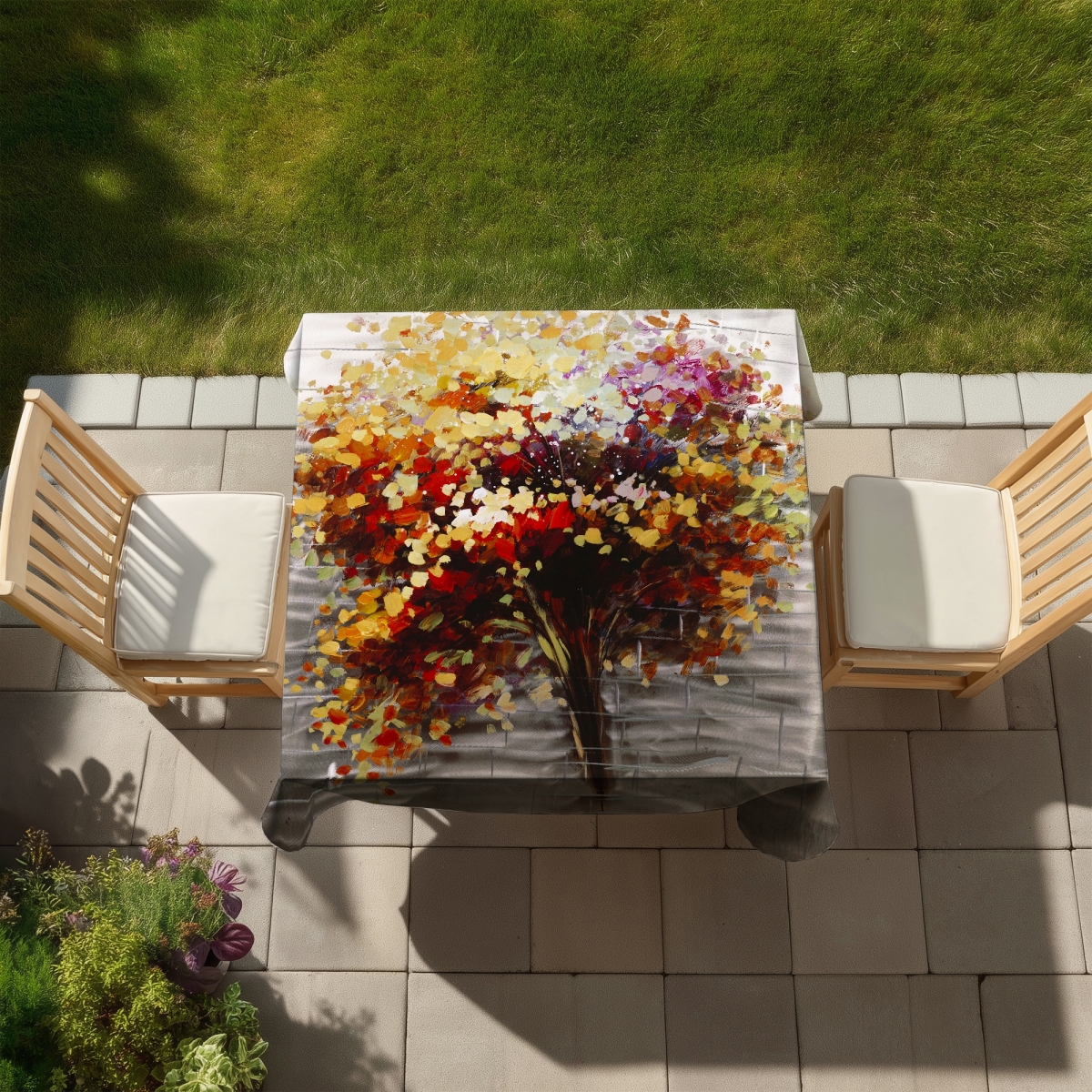 Picture of Begin Home Decor C1TC58582R72ND 58 x 58 in. Abstract Colorful Tree Tablecloth - Indoor & Outdoor Home Decor