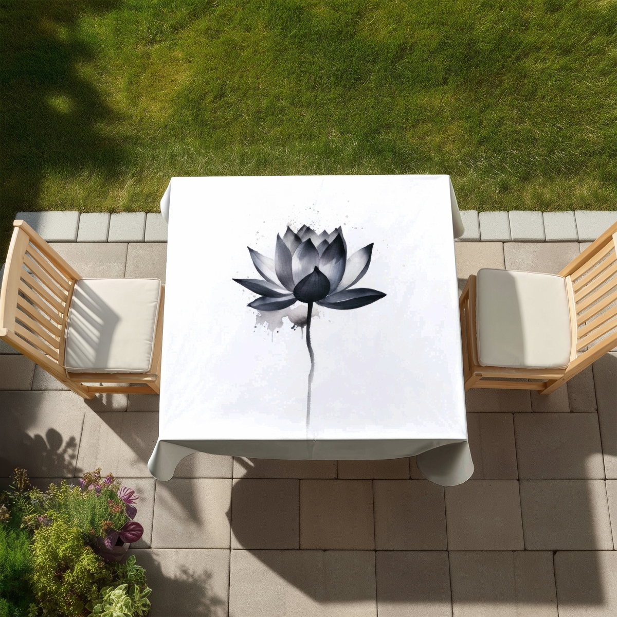 Picture of Begin Home Decor C1TC5858XOLMYU 58 x 58 in. Dripping Flower Tablecloth - Minimalist Bedroom Decor - Indoor & Outdoor