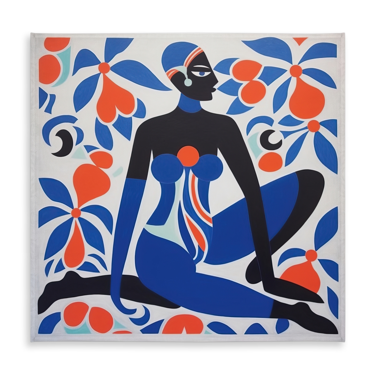 Picture of Begin Home Decor C1TC5858DMF5QE 58 x 58 in. Beautiful Posture Blue Shapes Tablecloth - Indoor & Outdoor Decor