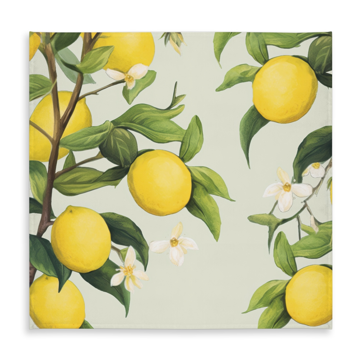 Picture of Begin Home Decor C1TC5858UE232A 58 x 58 in. Flowery Lemons White Abstract Tablecloth - Indoor & Outdoor Decor