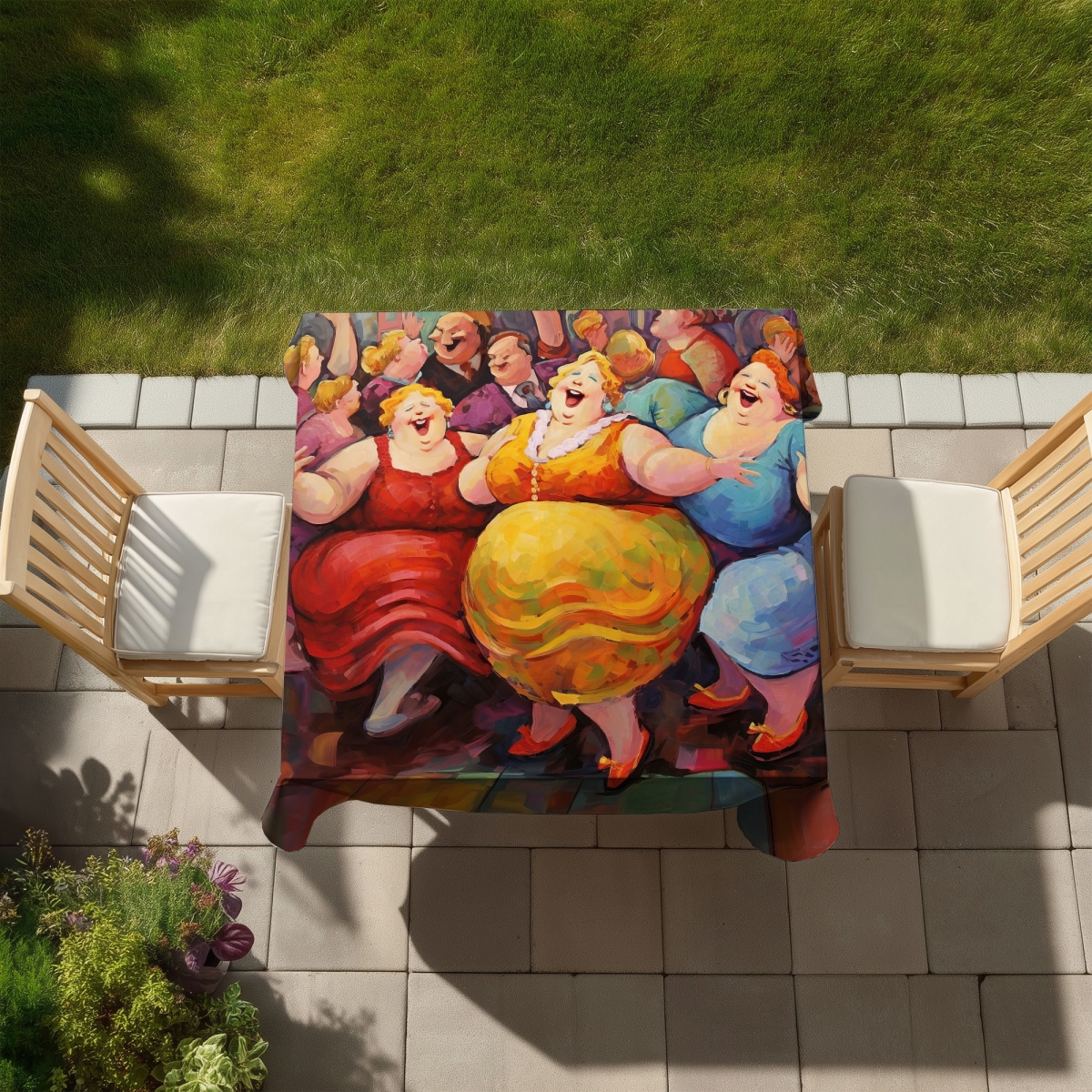 Picture of Begin Home Decor C1TC5858IFPEQK 58 x 58 in. Live Dance Tablecloth - Indoor & Outdoor Contemporary Decor