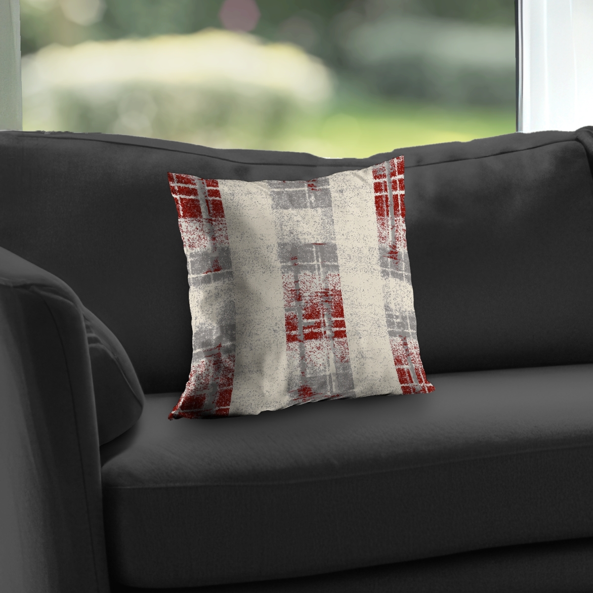 C1PT14147W75WK 14 x 14 in. Grunge Red Pattern Beige Poly Twill Throw Pillow - Home Decor