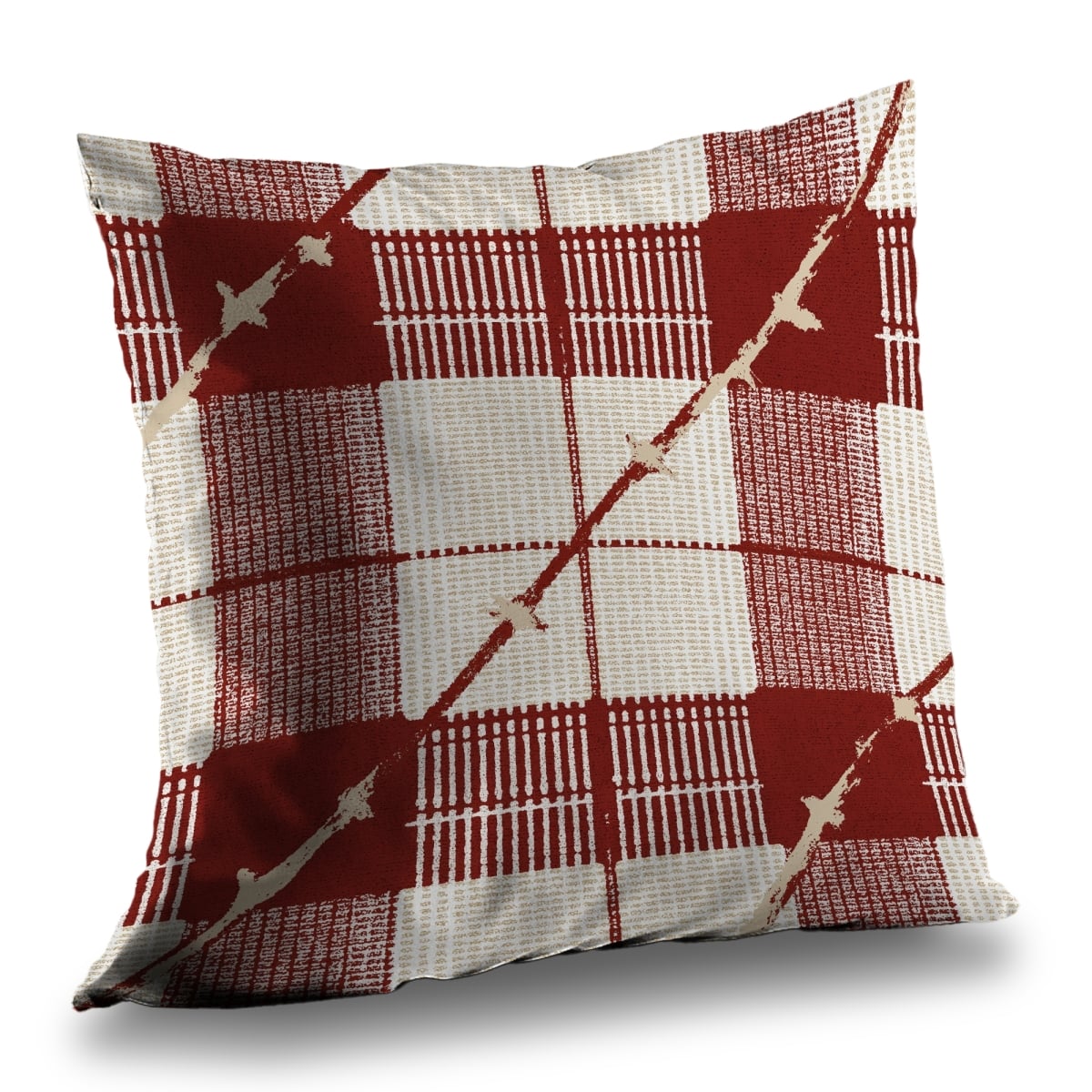 C1PT16163Q398D 16 x 16 in. Red Square Pattern Blue Poly Twill Throw Pillow Insert - Home Decor