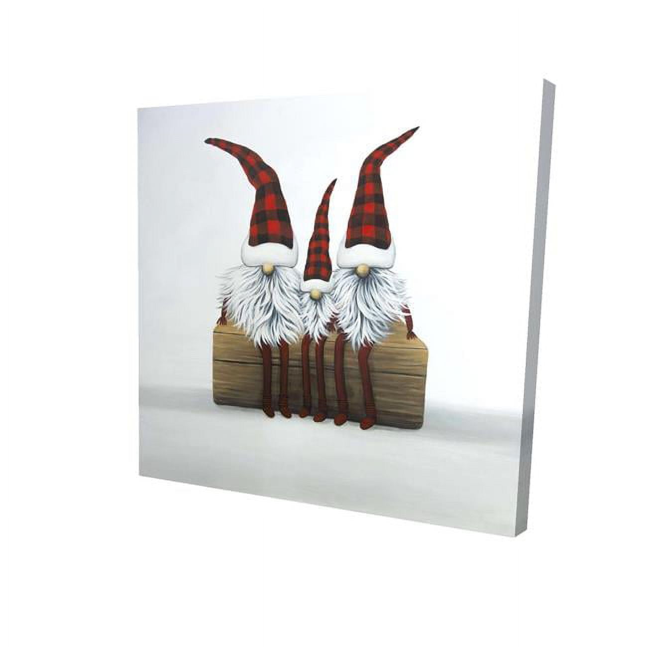 12 x 12 in. Three Christmas Gnomes-Print on Canvas