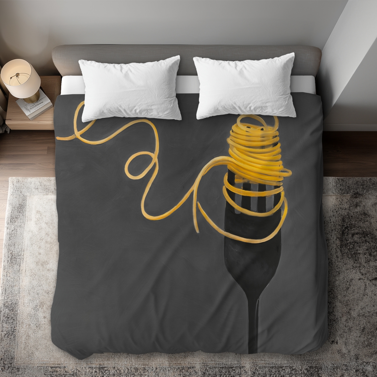 C1DCKSW06F6T8E Spaghetti Pasta Fork King Size Duvet Cover - Contemporary Home Decor
