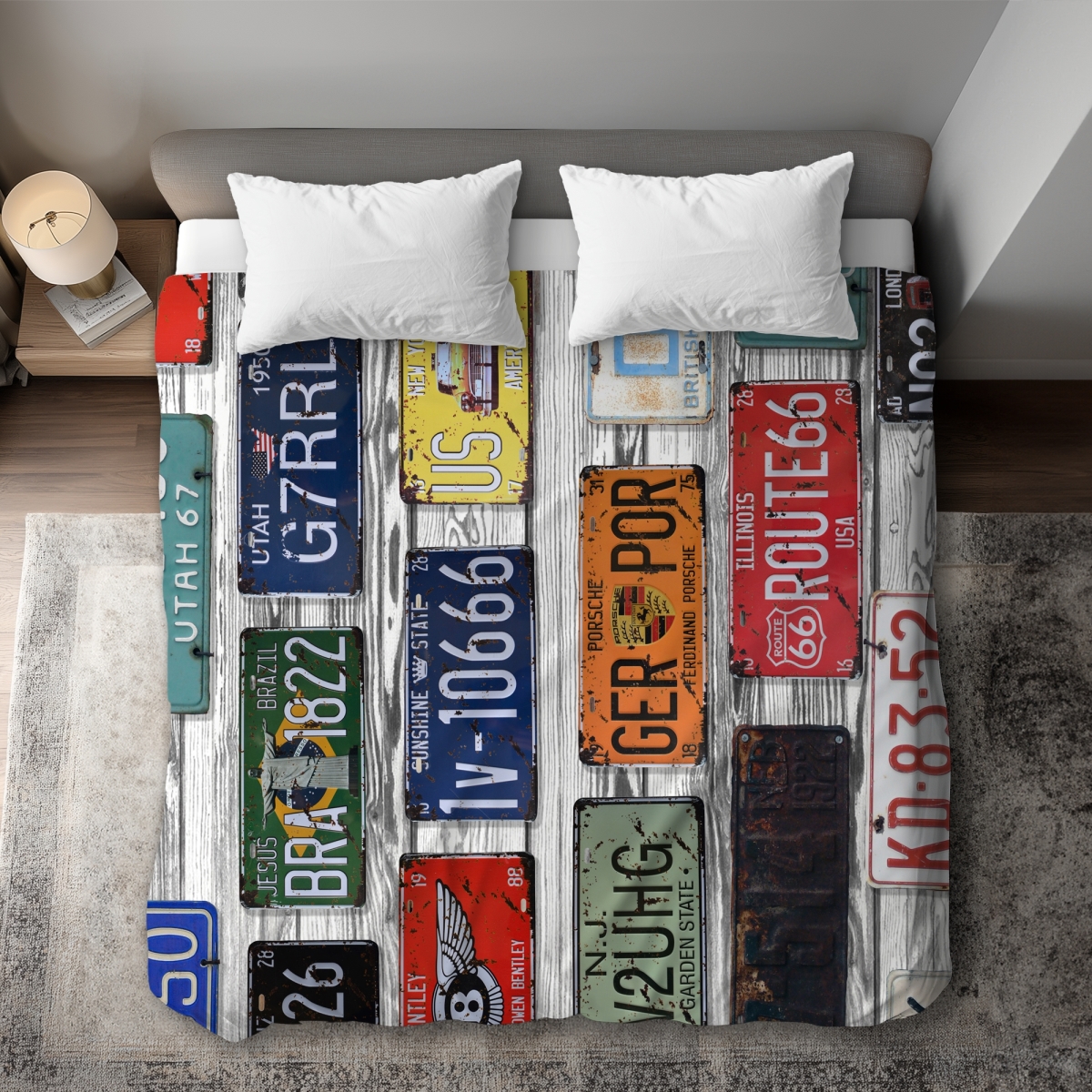 C1DCKSW086MJDW Number Plates Man Cave Blue King Size Duvet Cover - Home Decor Essentials
