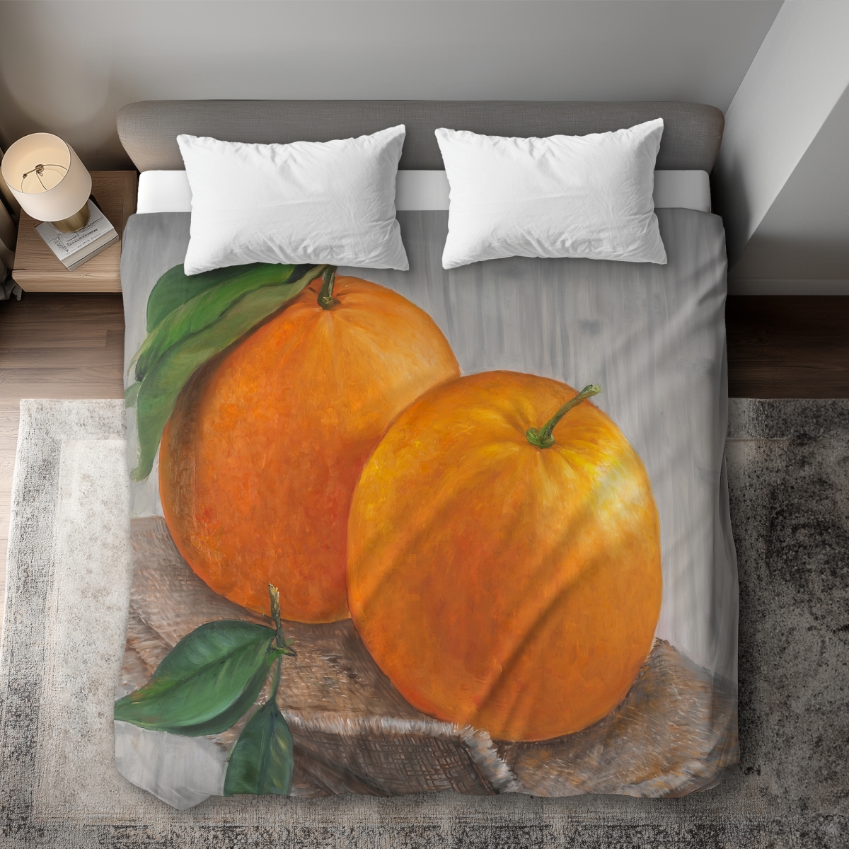C1DCKSW0C2VO2Q Two Oranges King Size Duvet Cover - Kitchen Hyperrealist Home Decor