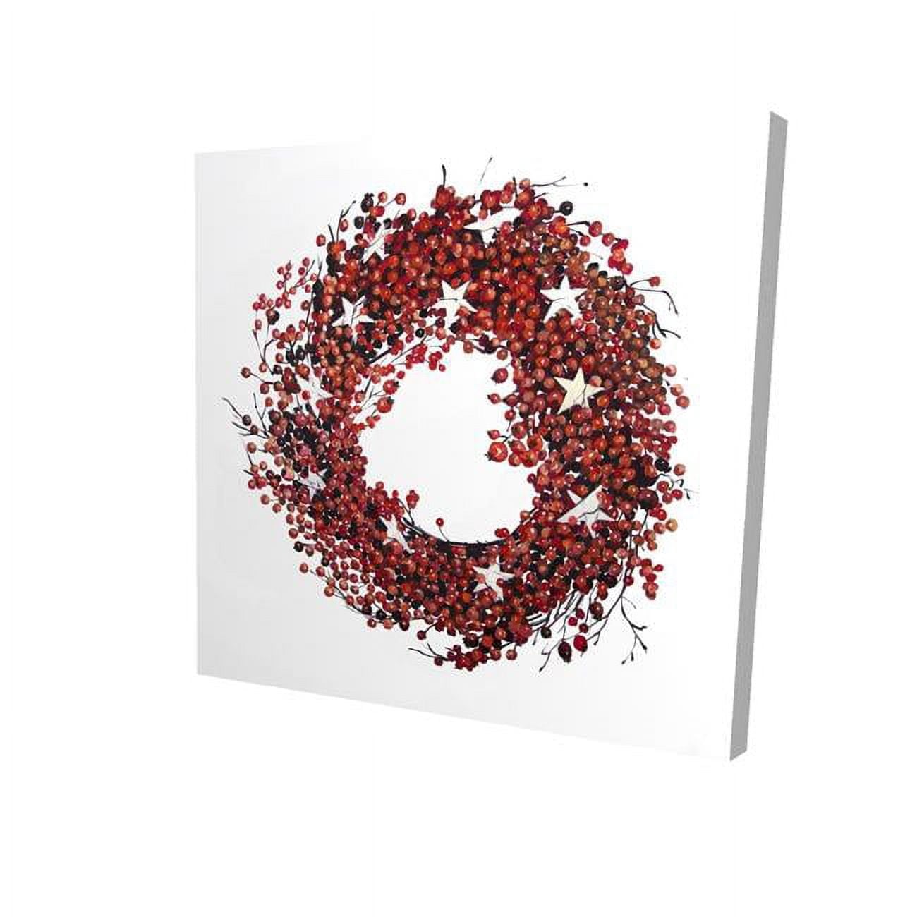12 x 12 in. Red Berry Wreath-Print on Canvas