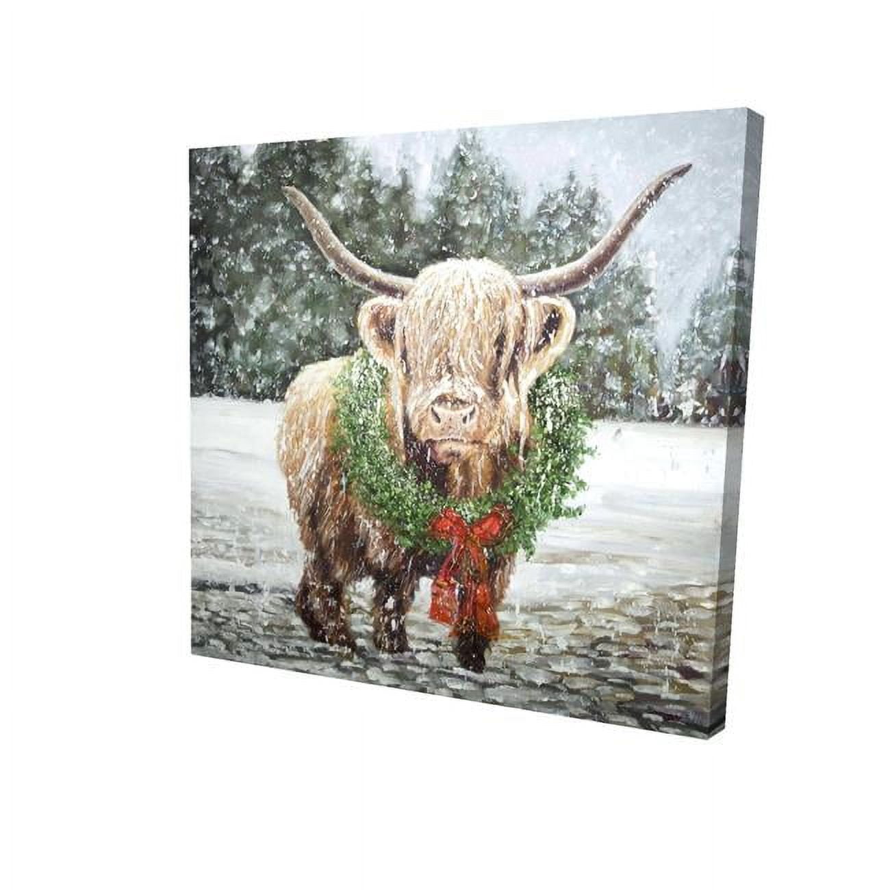 12 x 12 in. Highland Christmas Cow-Print on Canvas