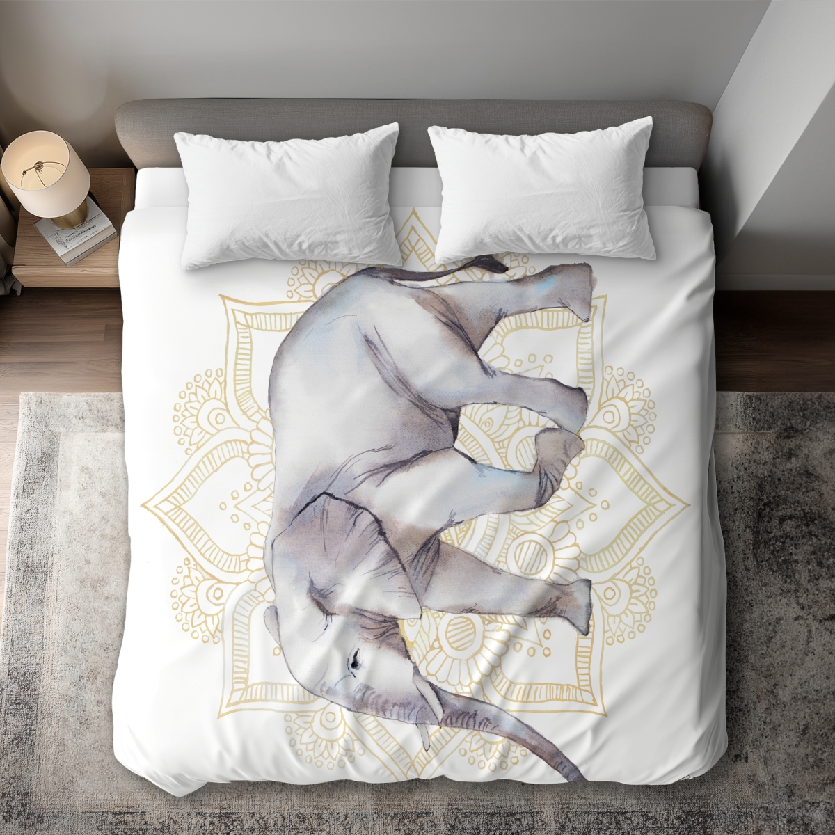 C1DCKSW0VR33UR Elephant on Mandalas King Size Duvet Cover - Animals Pattern Home Decor