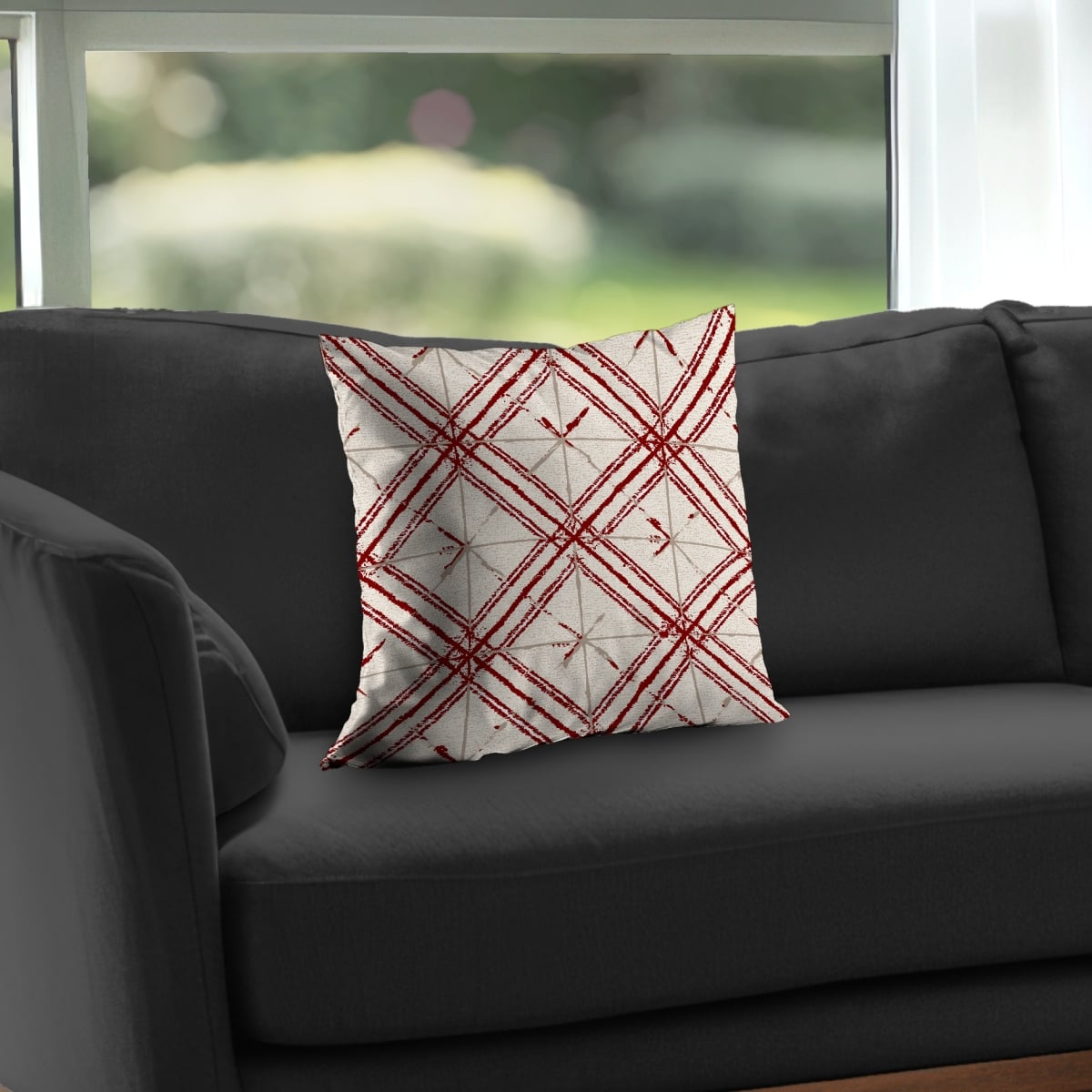 C1PT1616V86VWV 16 x 16 in. Red Lines Pattern Blue Poly Twill Throw Pillow Insert - Home Decor