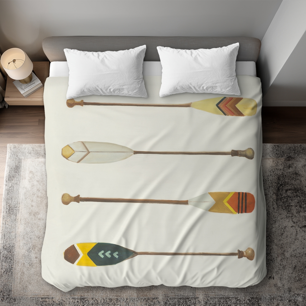 C1DCKSW0T90APO Canoe Paddles King Size Duvet Cover - Man Cave Contemporary Home Decor