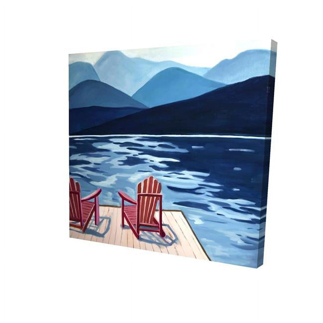 12 x 12 in. Lake, Dock, Mountains & Chairs-Print on Canvas