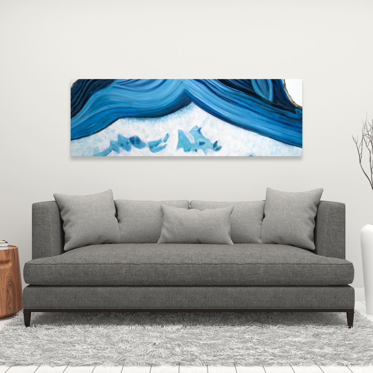 C1RC1648L7I5NT 16 x 48 in. Blue Geode Profile - Classic Blue Living Room Canvas Decor