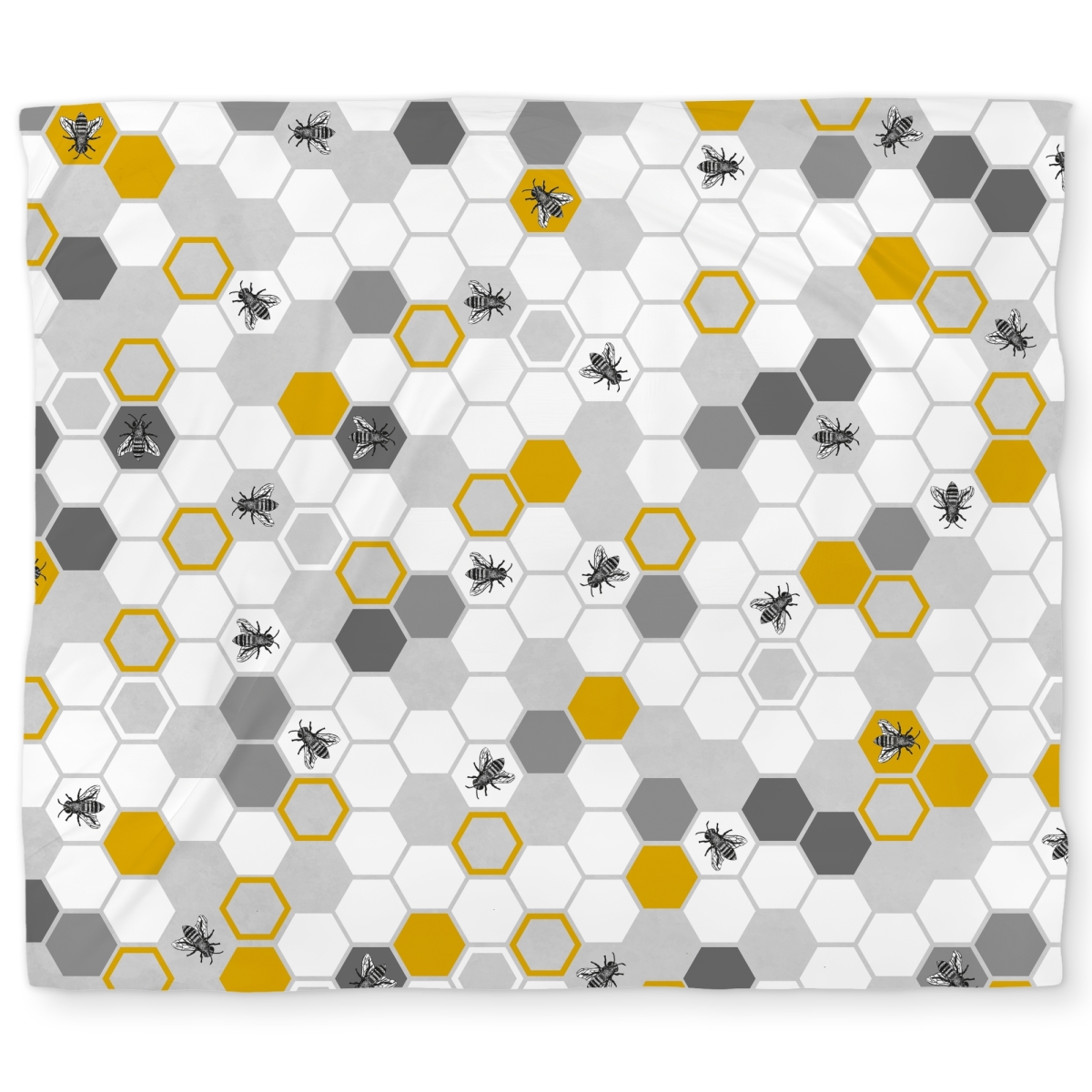 C1DCKSW0UMGCMQ Beehive Pattern Gold King Size Duvet Cover - White Back Art Decor