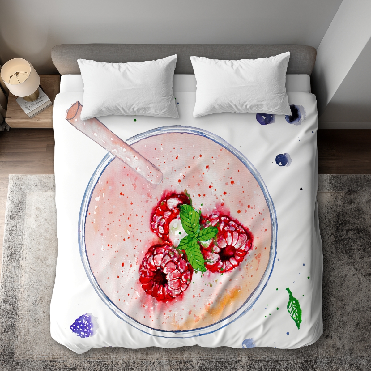 C1DCKSW0JADYGR Strawberry & Raspberry Smoothie King Size Duvet Cover - Home Decor
