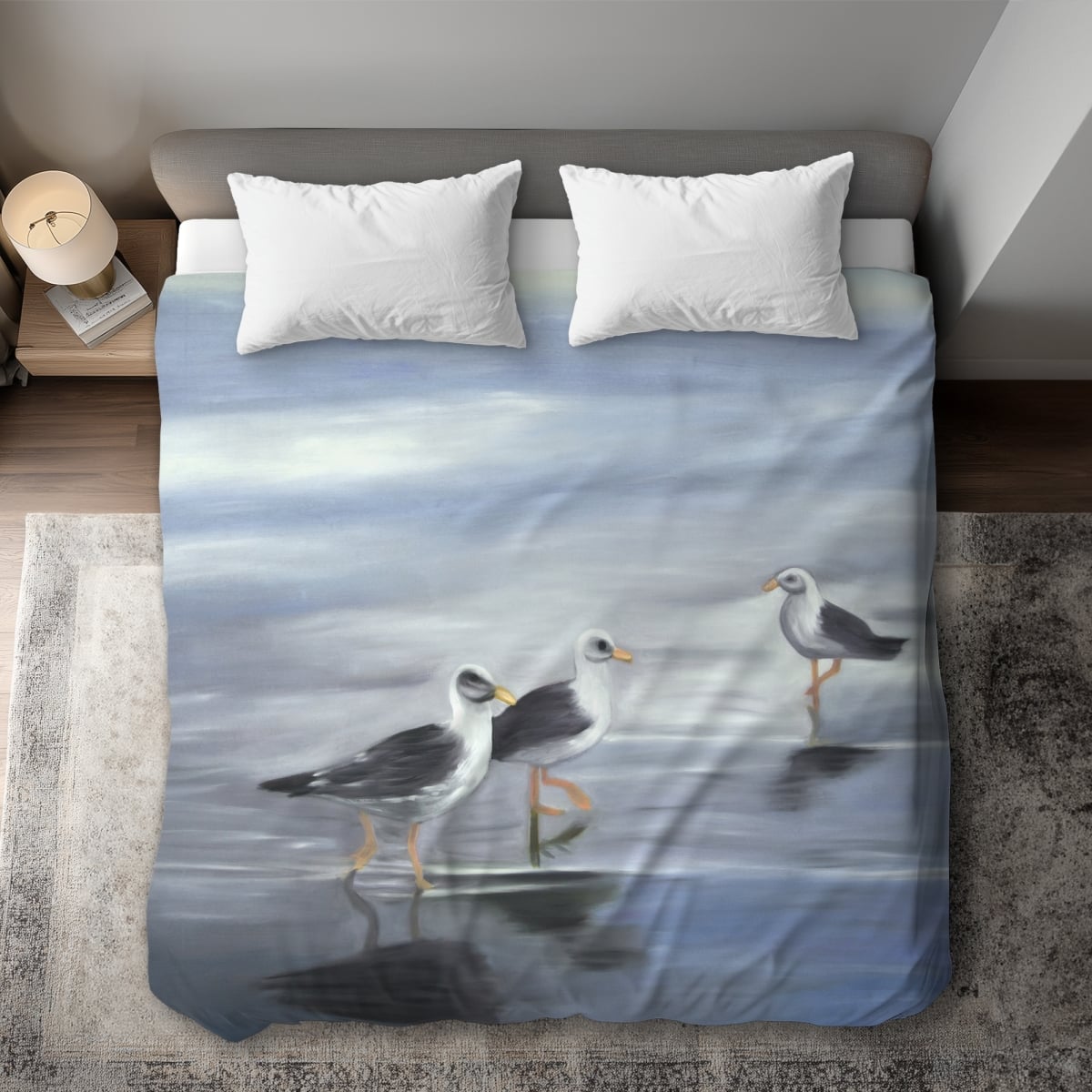 C1DCKSW0UGDZM0 Three Gulls Office Bird King Size Duvet Cover - Home Decor Solutions