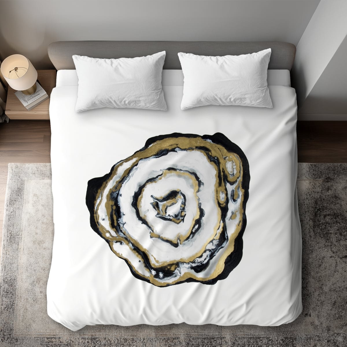 C1DCKSW0K70AKX Golden Agate Black Abstract King Size Duvet Cover - Home Decor Essentials
