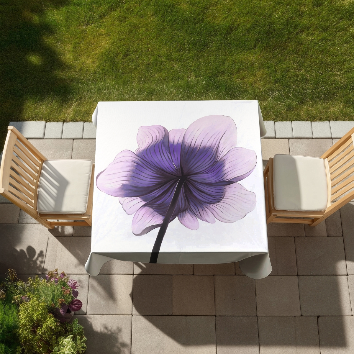Picture of Begin Home Decor C1TC5858OYRAIS 58 x 58 in. Beautiful Anemone Purple Flower Tablecloth - Indoor & Outdoor Decor