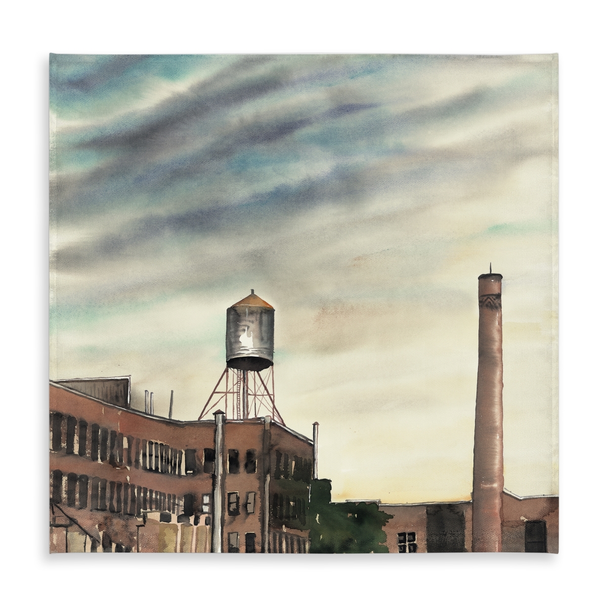 Picture of Begin Home Decor C1TC5858RKIVO2 58 x 58 in. Water Tower York Tablecloth - Indoor & Outdoor Blue Decor