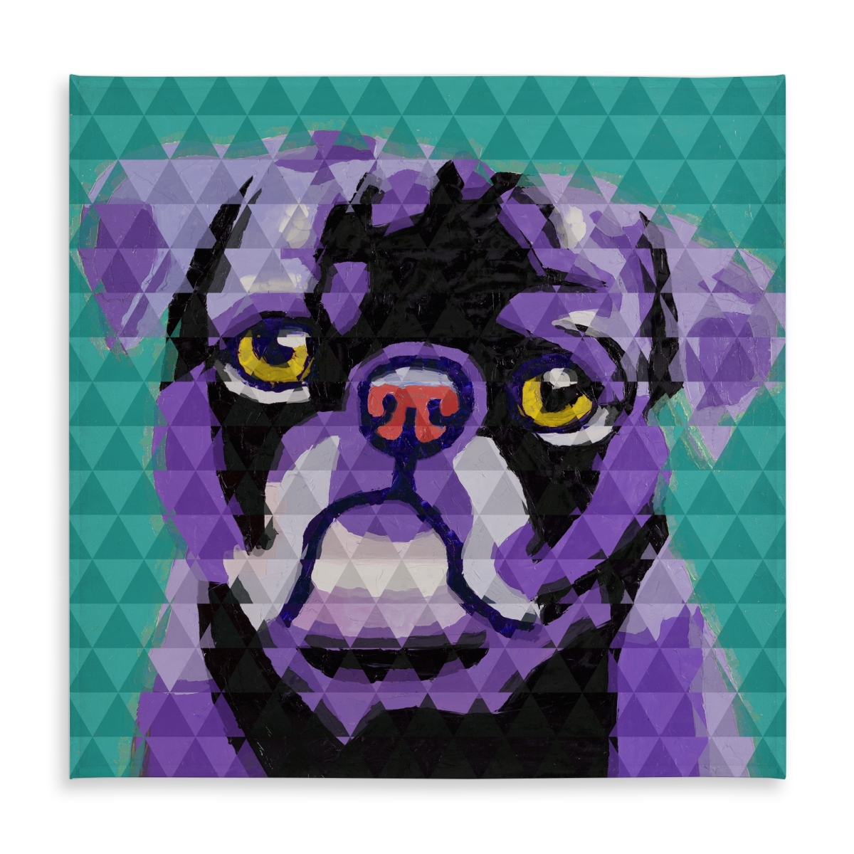 Picture of Begin Home Decor C1TC5858D4P993 58 x 58 in. Geometric Pug Tablecloth - Purple Animals Retro Home Decor