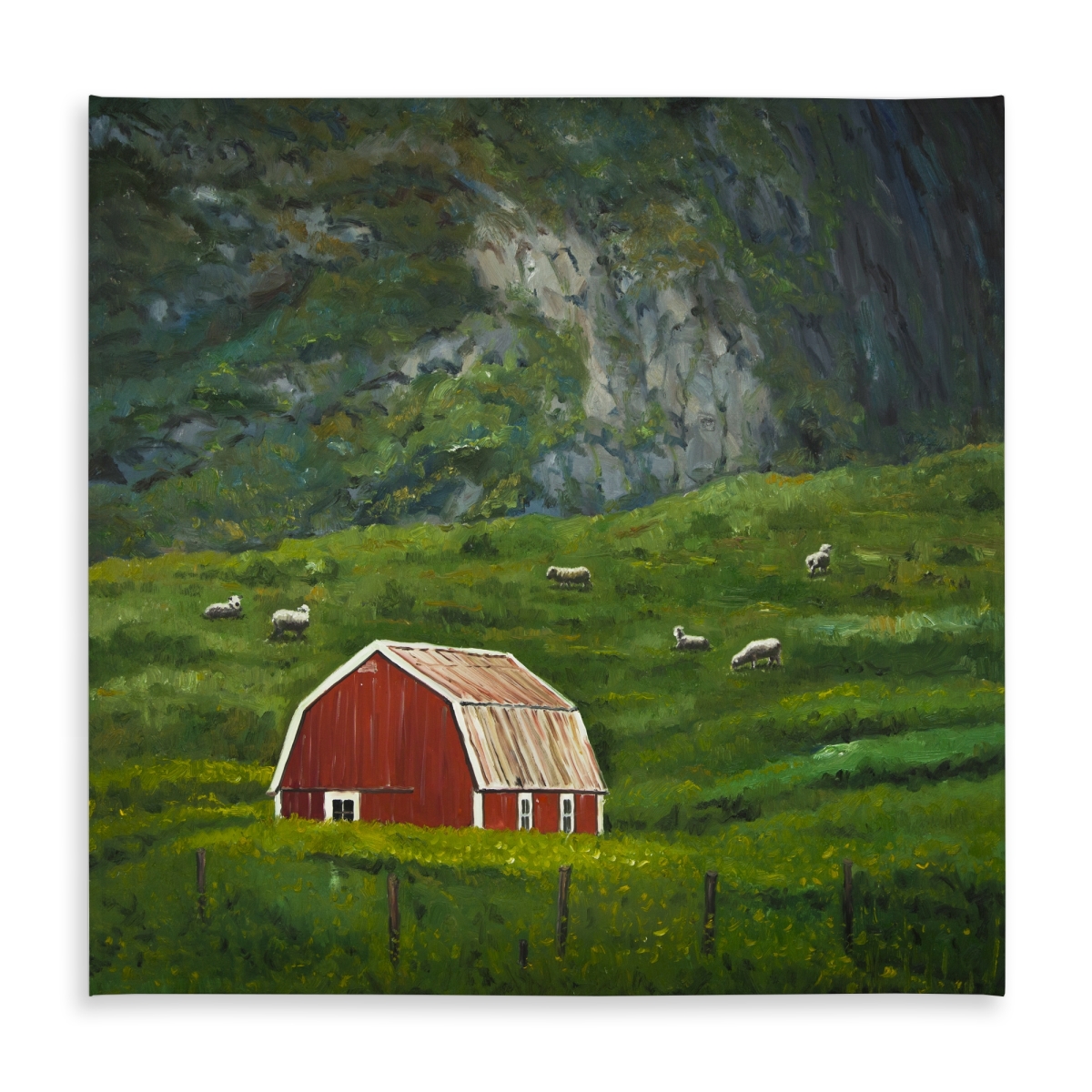 Picture of Begin Home Decor C1TC5858O5QRU4 58 x 58 in. Red Rustic Farm Animals Tablecloth - Life in the Countryside