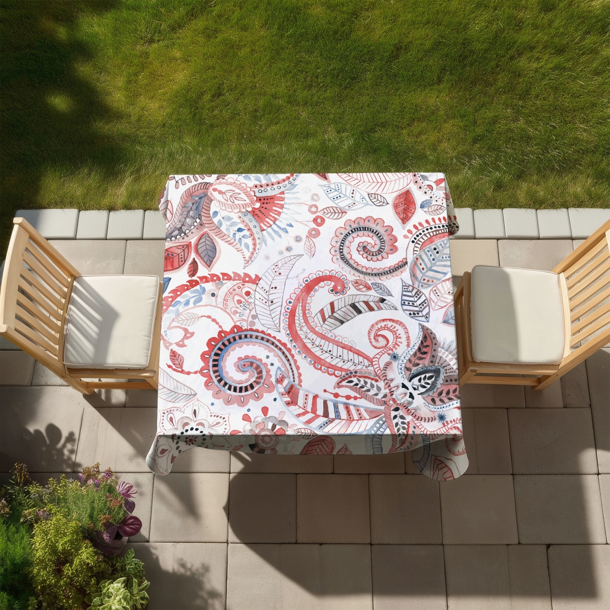 Picture of Begin Home Decor C1TC5858OZQAQF 58 x 58 in. Paisley Pattern Tablecloth - Indoor & Outdoor Home Decor