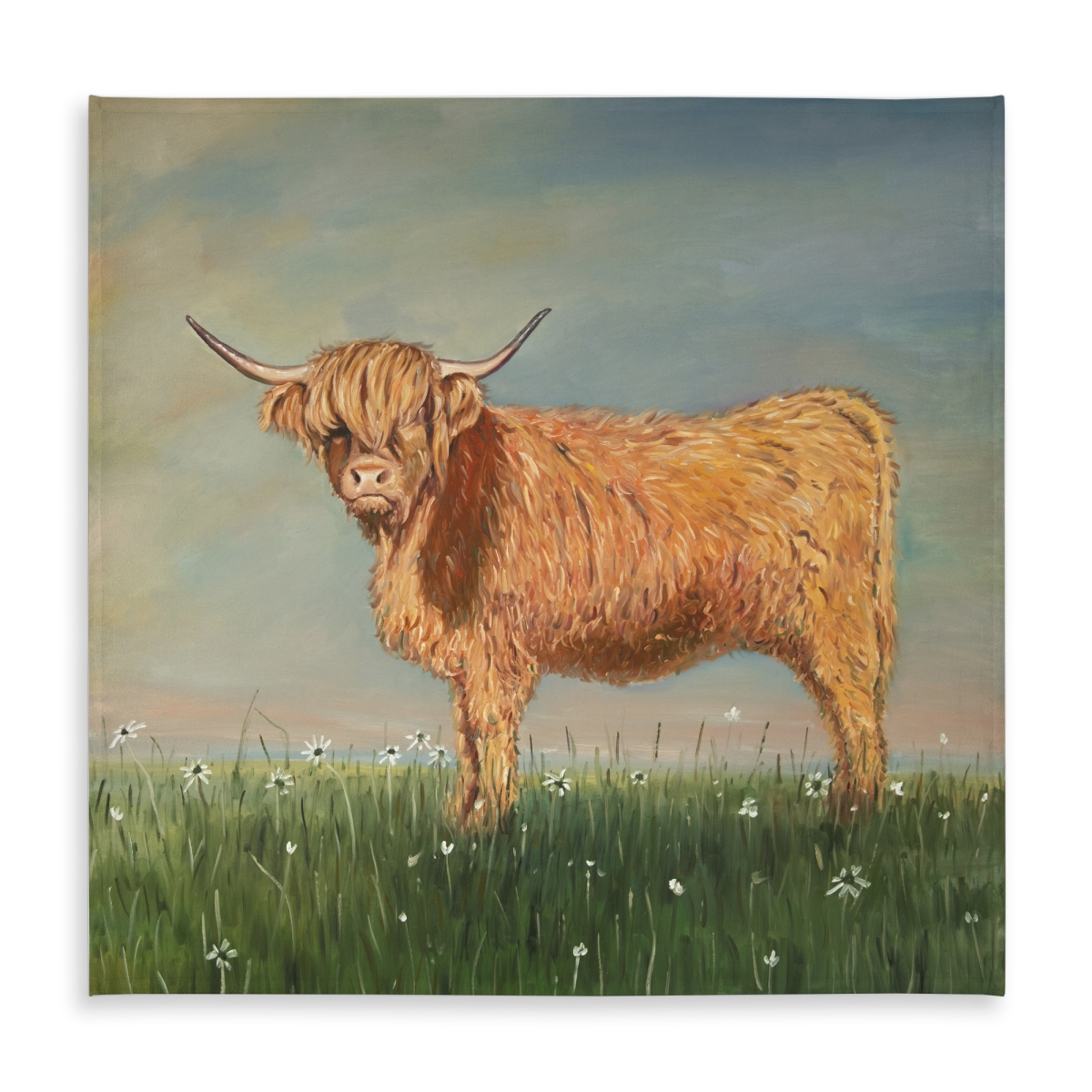 Picture of Begin Home Decor C1TC5858VAGU0P 58 x 58 in. Daisy the Highland Cow Tablecloth - Farm Animal Decor
